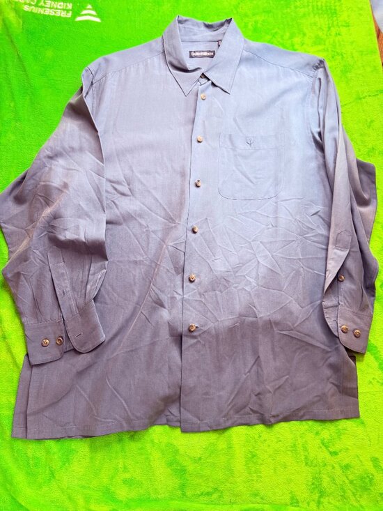 Barry Bricken Other - Barry Bricken Mens Silk Blend Camp Shirt Sz XL Gray-Blue